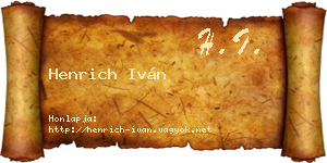 Henrich Iván névjegykártya